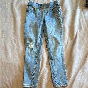 Cat & Jack Girls Size 5 Light Blue Distressed Pull on Skinny Jeans